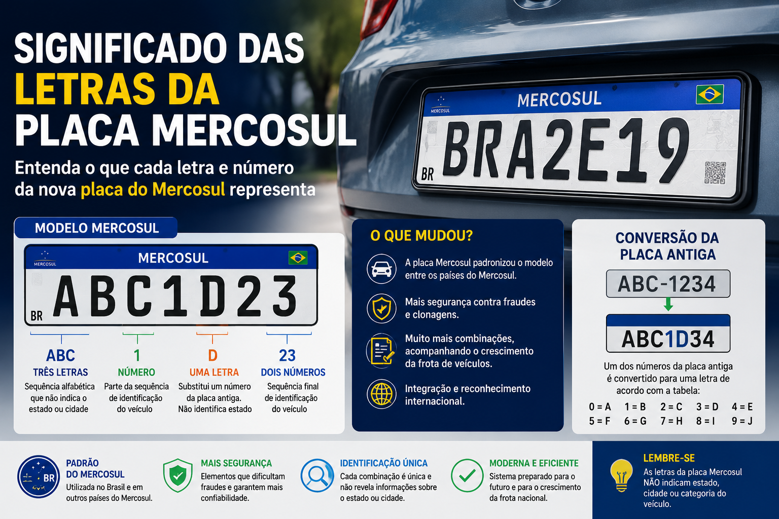 Significado das Letras da Placa Mercosul: Entenda o Que Cada Letra Representa